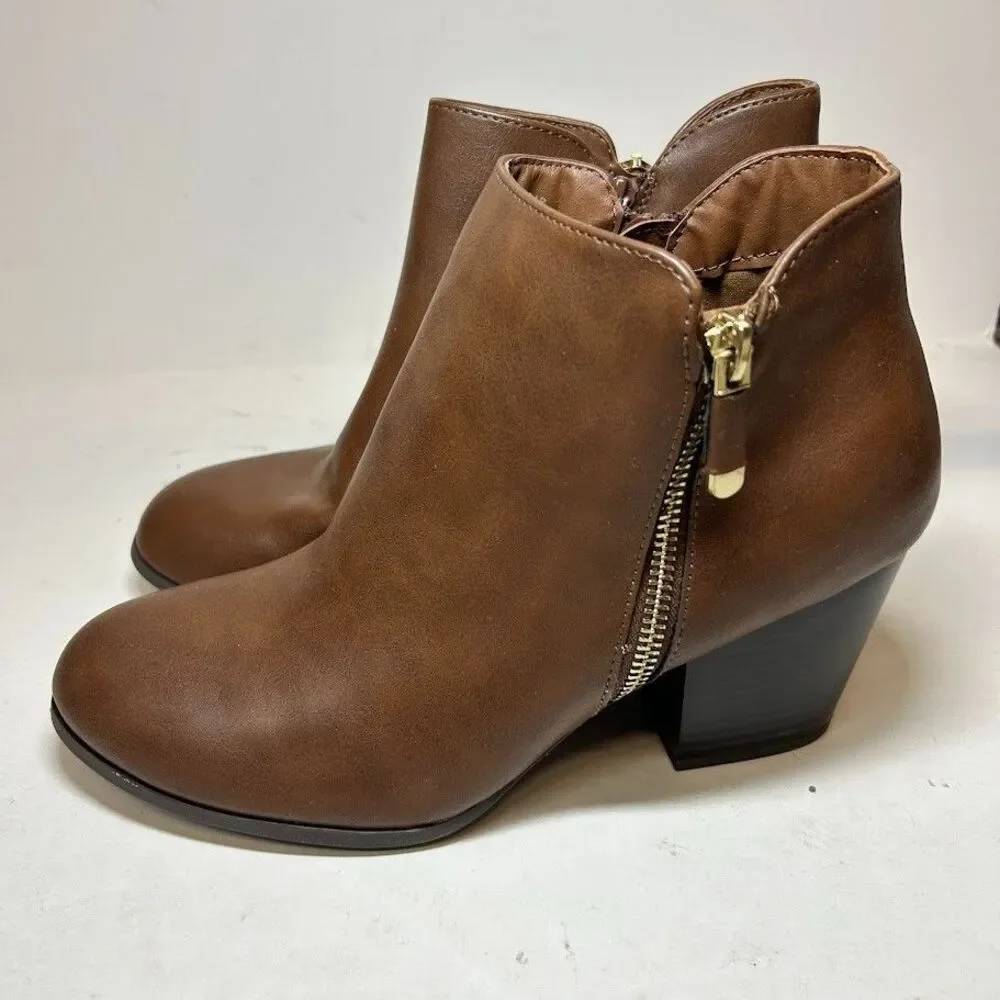 Style Co Womens 9.5 M Cognac Brown Masrinaa Zip Up Ankle Boot DISPLAY RJ8